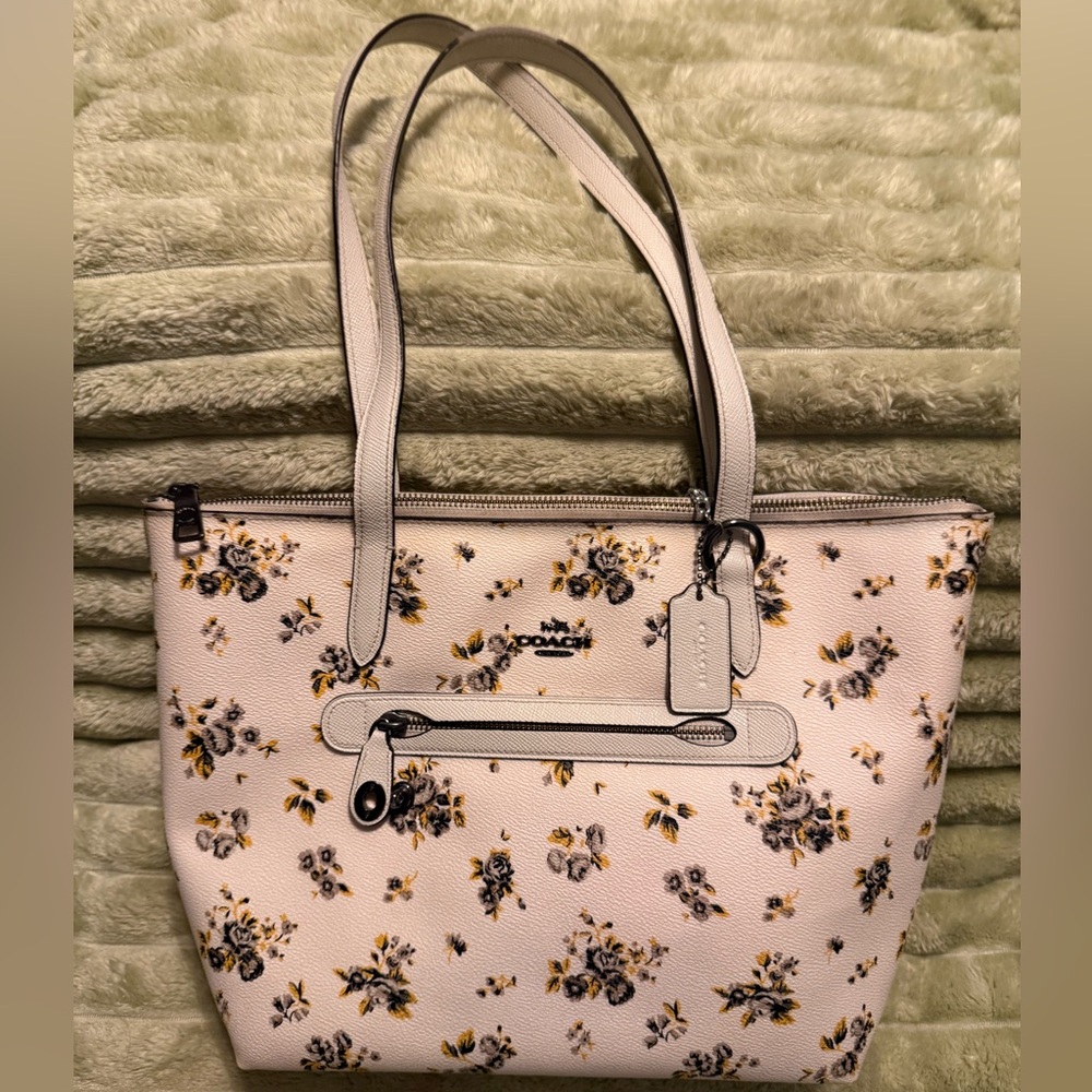 Coach Taylor Tote Yellow & Gray Floral Cream bag 💛🩶 - Picture 5 of 16